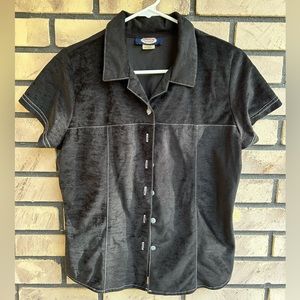 Vintage Jordache Black Velvet Short Sleeve Women’s Top